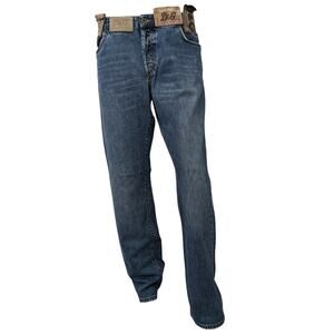 Dolce & Gabbana Men's Vintage Leather Patch Waistband Jeans